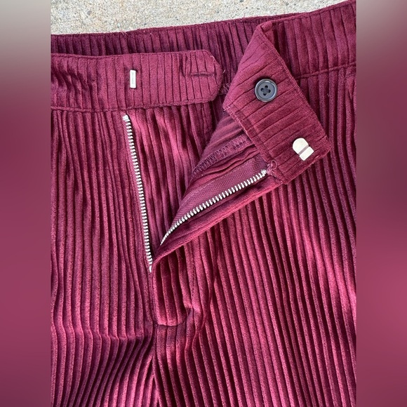 Urban Outfitters Womens Cassidy Burgundy Ribbed Velvet Kick Flare Pants Size 6 - Picture 4 of 11